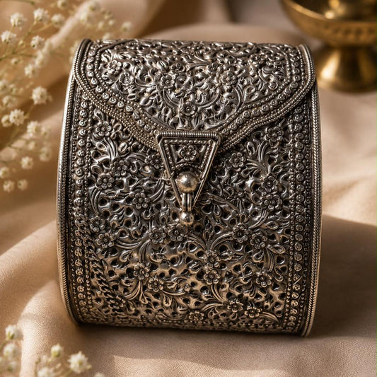 Royal Bloom Silver Box Clutch